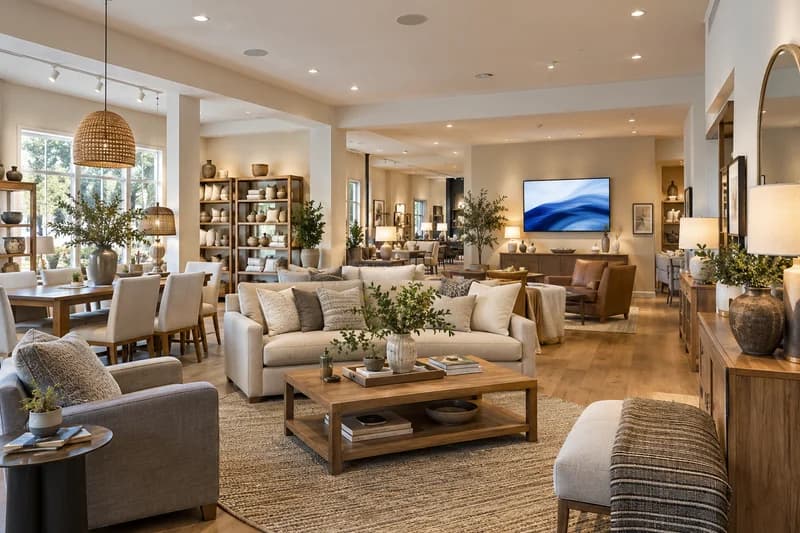 Retail AV design inspiration in a warm, modern showroom