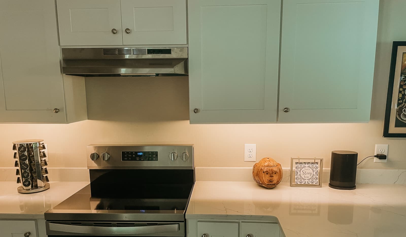 Undercabinet linear tape lighting integrated with a Control4 system